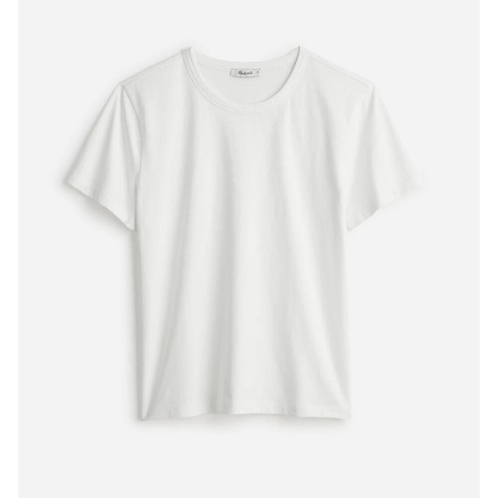 Madewell Cotton Perfect Crewneck Tee Shirt Eyelet White Basics Womens XS NWT - Picture 4 of 12
